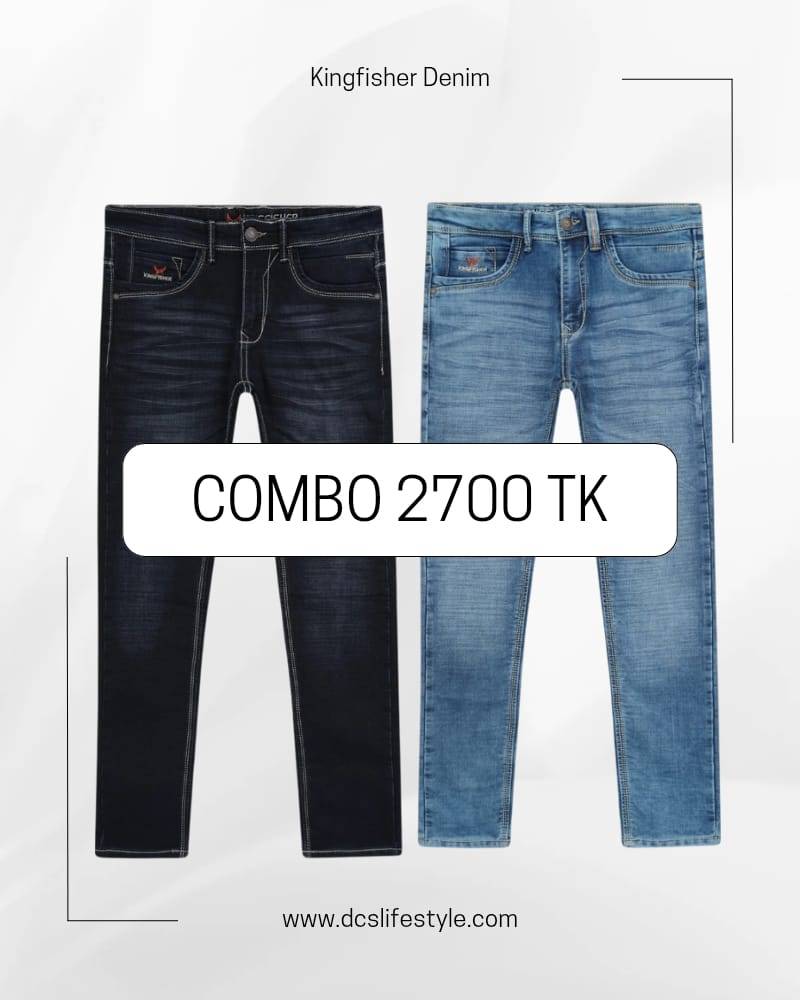 Kingfisher Denim Combo of 02 PCS Blue & Blakish Wash