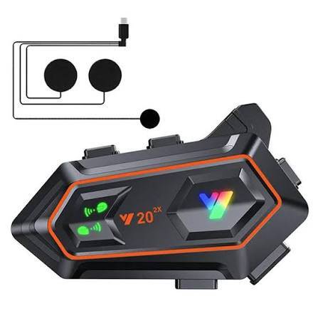 Y20 2X Motorcycle Helmet Bluetooth Headset 2-Riders Intercom 1000M