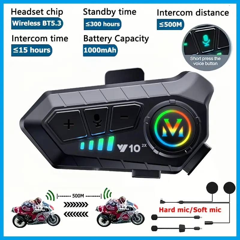 Y10 2X Motorcycle Helmet Bluetooth Headset