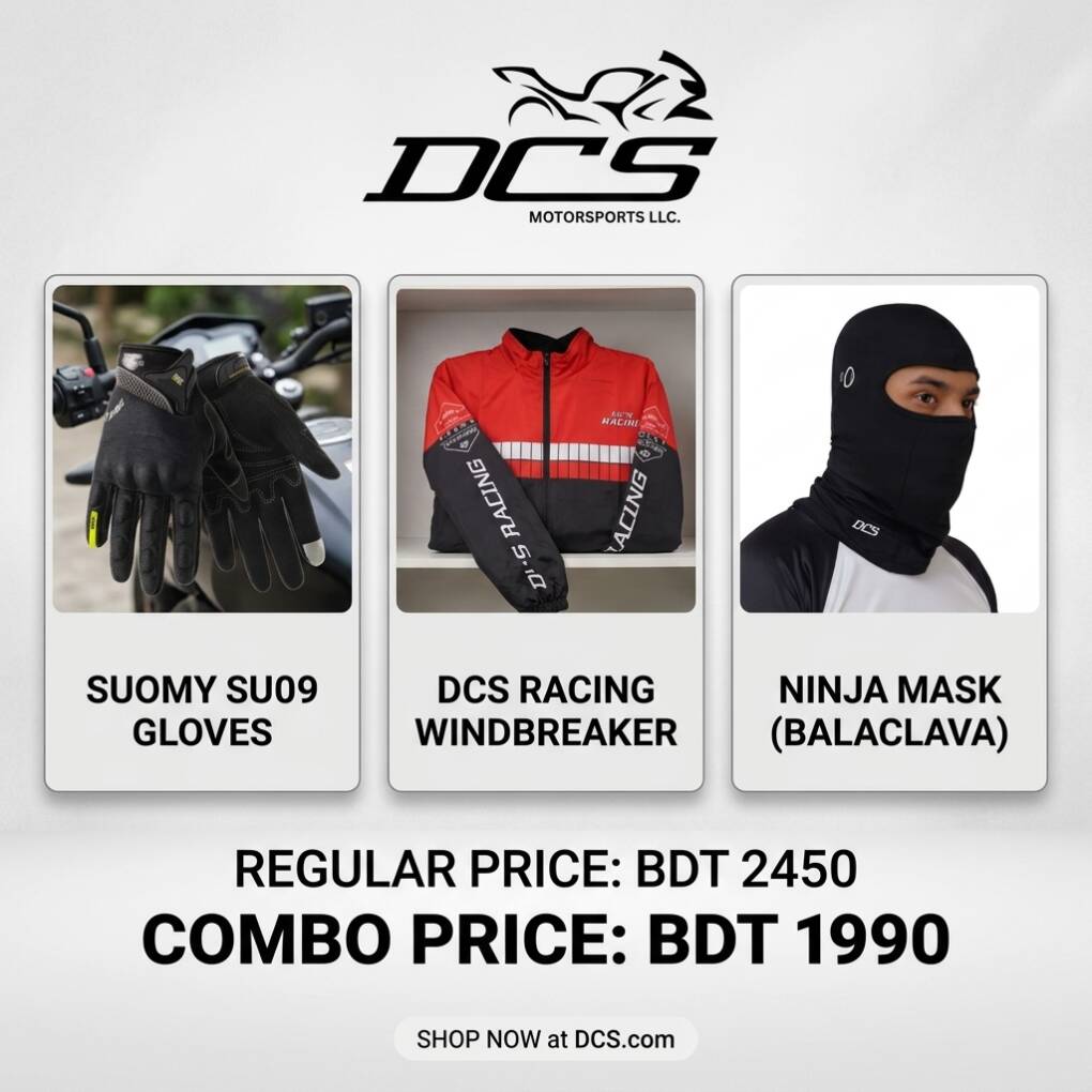 DCS All-Weather Rider Combo Pack (Windbreaker + SUOMY SU09 Gloves + Ninja Mask)