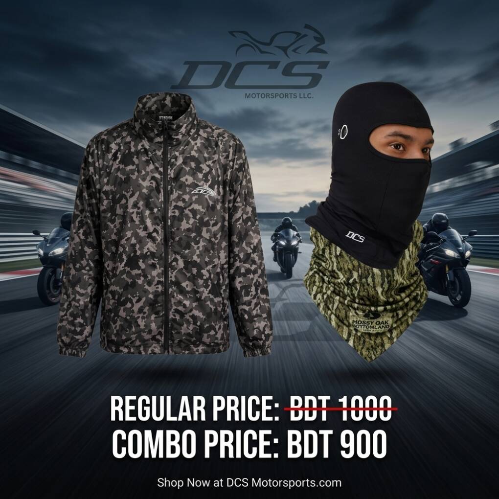 DCS Rider Essentials Combo – Graphics Windbreaker, Camo Bandana & Ninja Mask